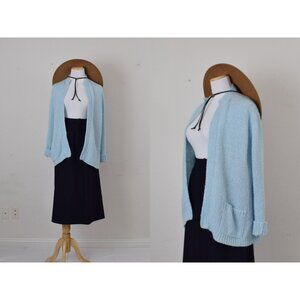 Vintage 80s‎ Blue Granny Acrylic Sweater size 42